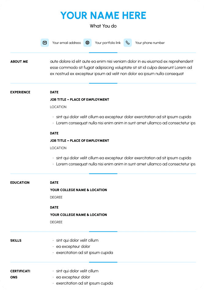Creative resume template preview