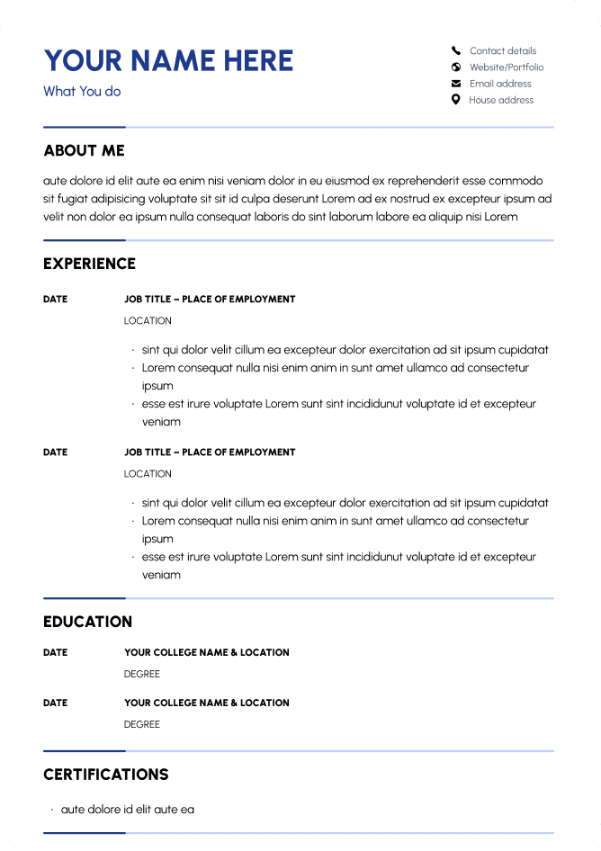 Modern resume template preview